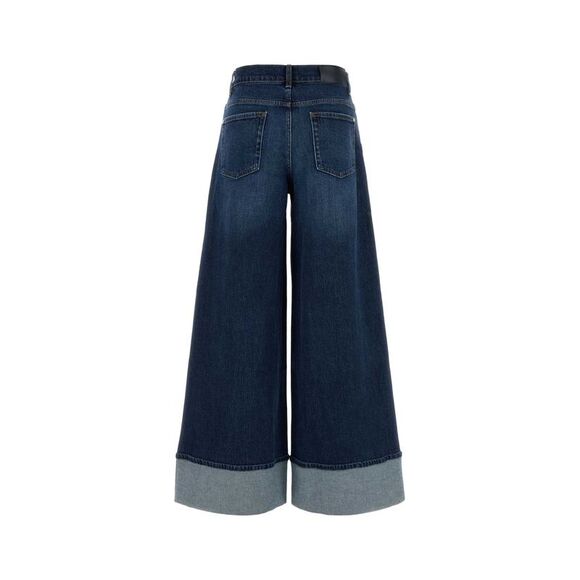 Seven For All Mankind Women Stretch Denim Marine Wide-Leg Jeans